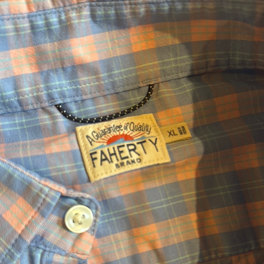 Faherty Movement Shirt Bay Reef Check XL - Picture 2 of 5